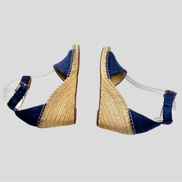 Suede Wedge Espadrille Sandals 8.5 Vince Camuto Leather Leera Moody Blues Whimsy - Picture 7 of 12